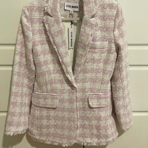 Steve Madden Women's Pink and White Tweed Blazer & Short Set